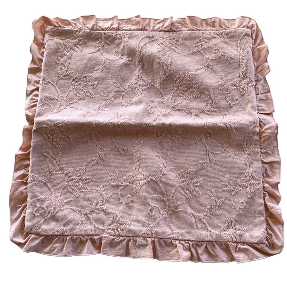 Classy Cotton Blush Pink Pillow Cover 19 In Square Jacquard Ruffle Sham